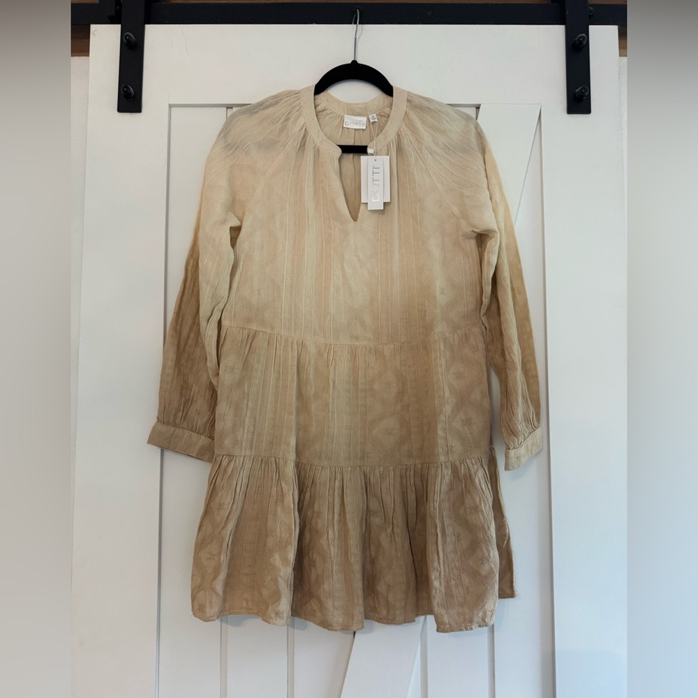 NWT - Dotti Women's Ombre Cotton Swim Cover-Up Tunic Dress in beige - Picture 2 of 10